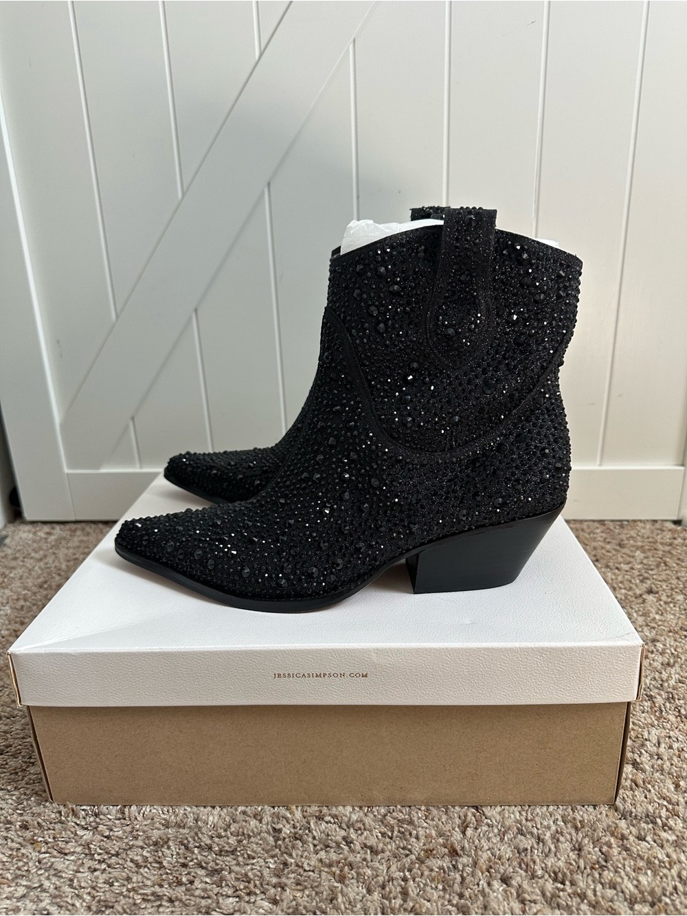 Jessica Simpson Tamira2 Black Rhinestone Western Cowboy Boots Women’s 9.5 - Picture 6 of 9